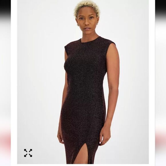 Bar IIIWomen's Strong Shoulder Side-Slit Midi Dress - Picture 4 of 5